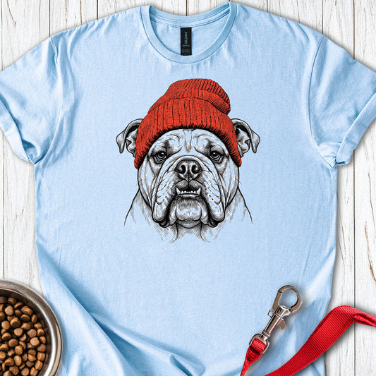 English Bulldog Beanie Light Blue