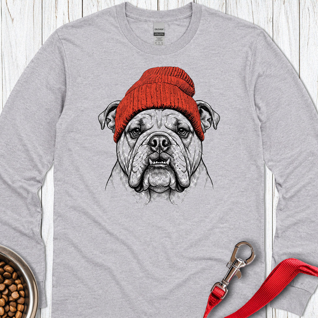 English Bulldog Beanie Long Sleeve Sport Grey