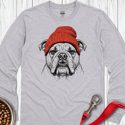 English Bulldog Beanie Long Sleeve Sport Grey