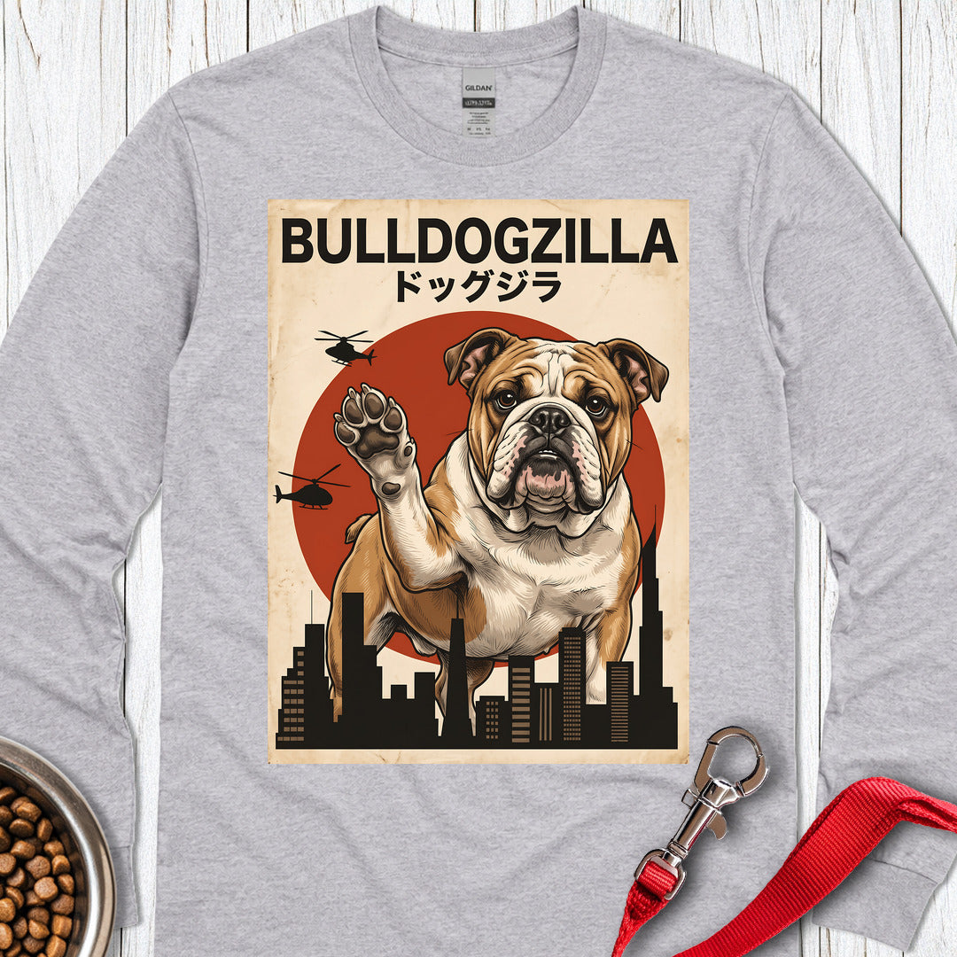 English Bulldog Bulldogzilla Long Sleeve Sport Grey