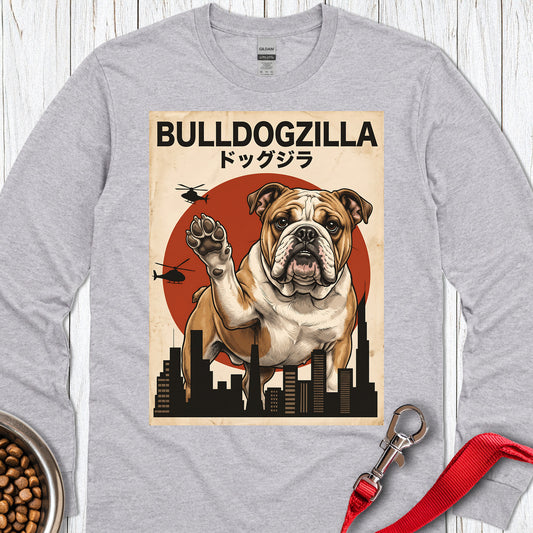English Bulldog Bulldogzilla Long Sleeve Sport Grey