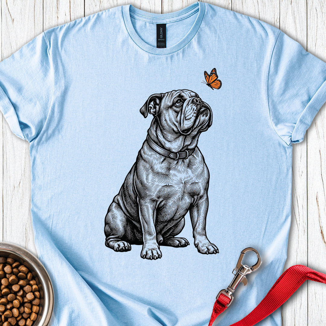 English Bulldog Butterfly Light Blue