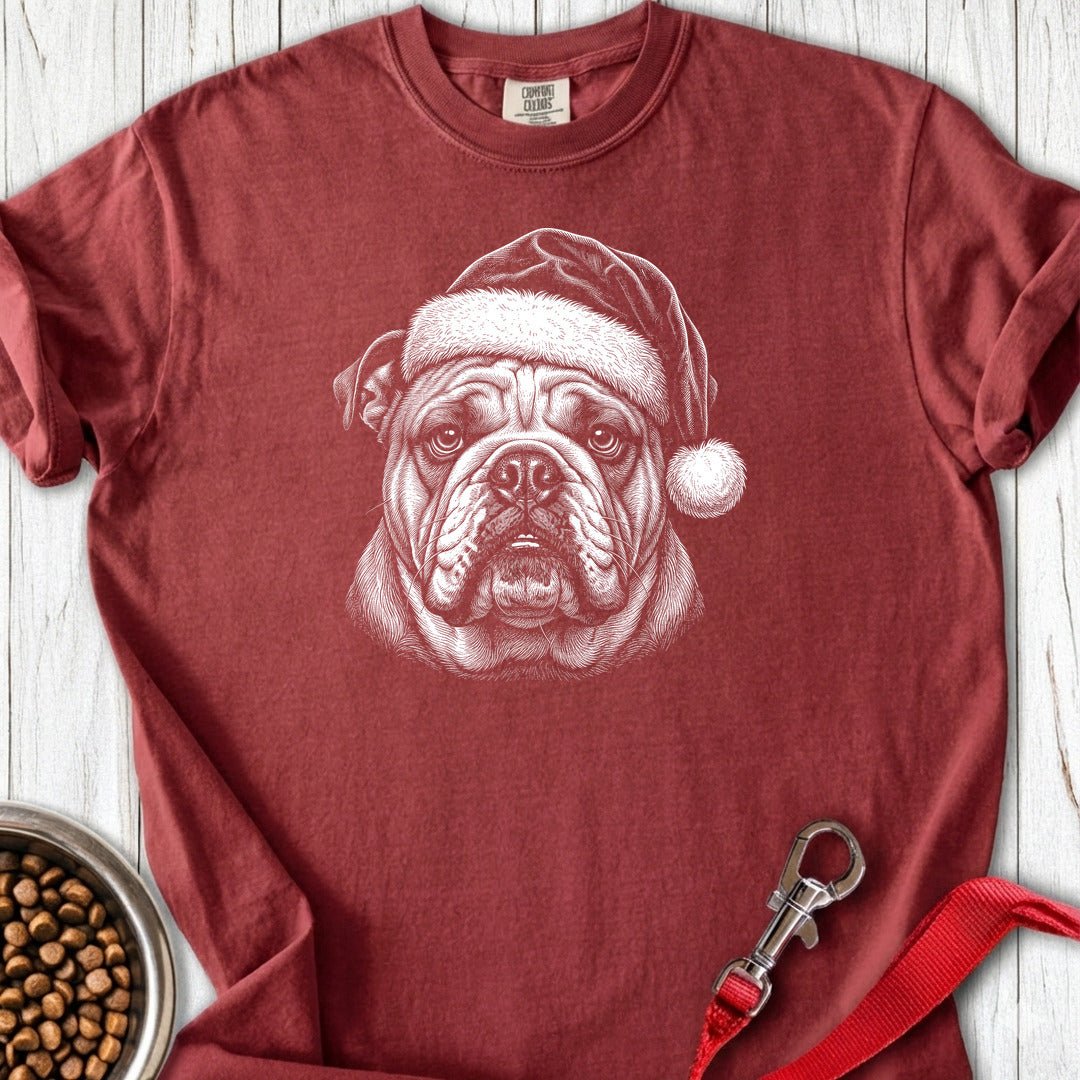 English Bulldog Christmas Santa Hat Premium Tee Brick