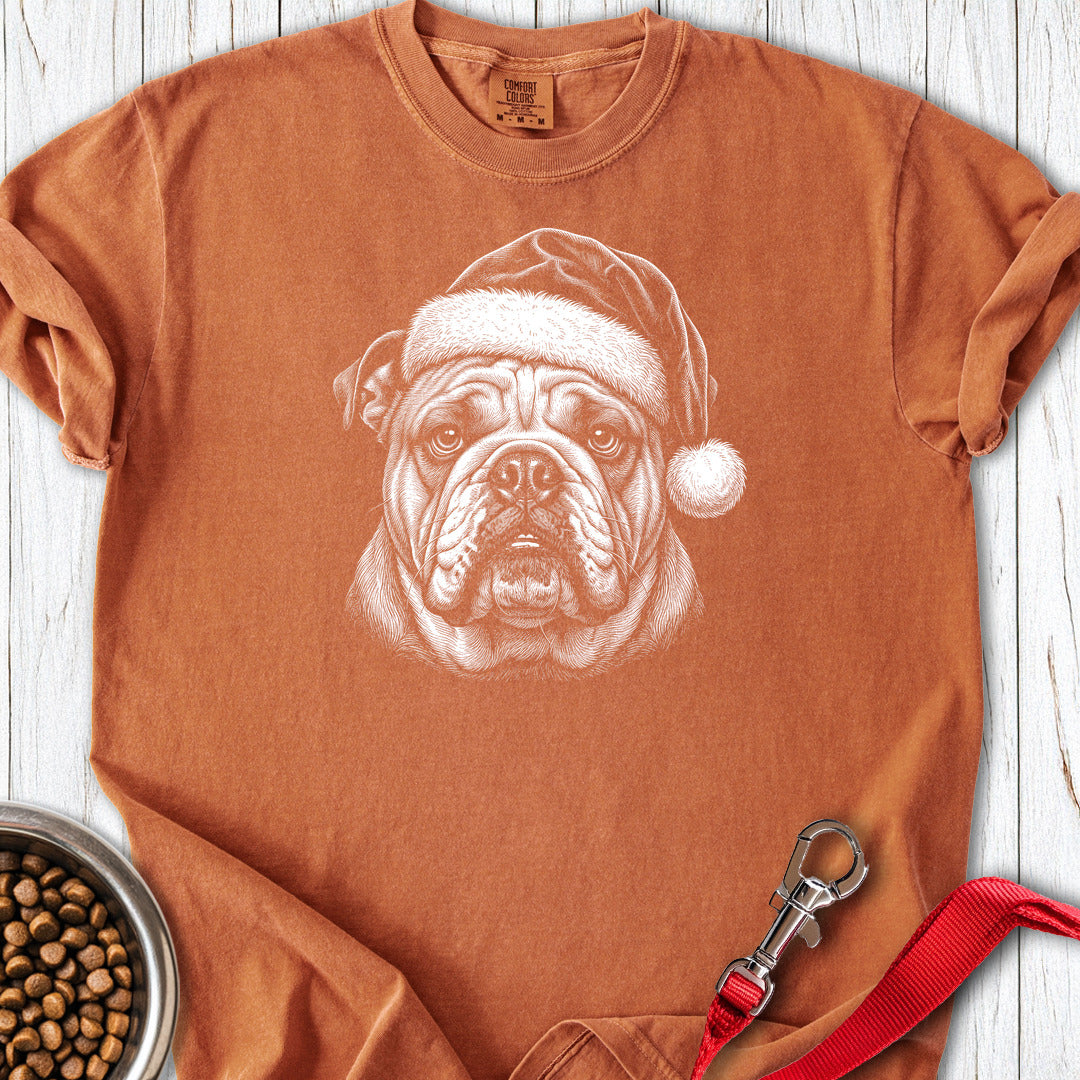 English Bulldog Christmas Santa Hat Premium Tee Yam