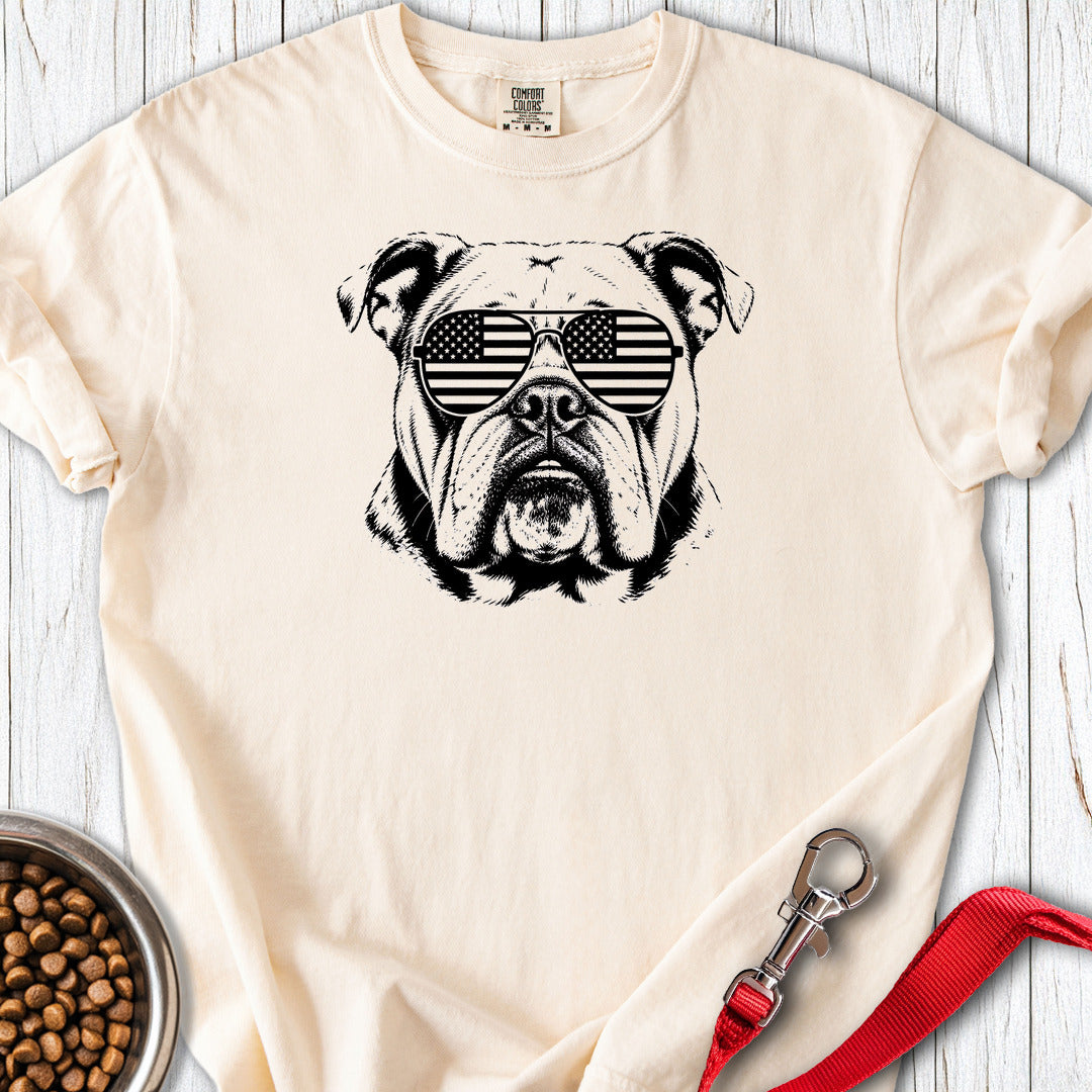 English Bulldog Flag Shades Premium Tee Ivory