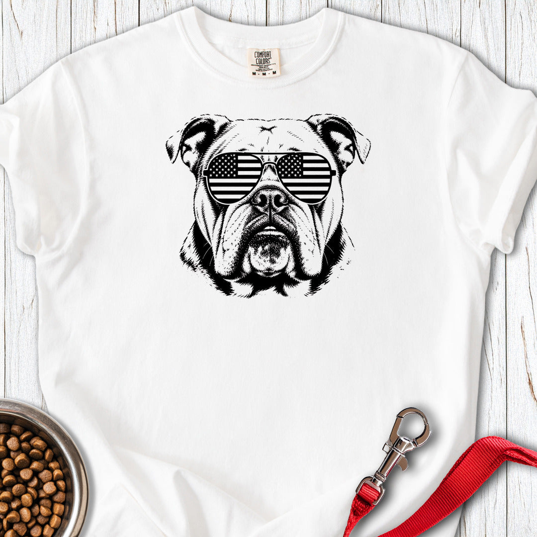 English Bulldog Flag Shades Premium Tee White
