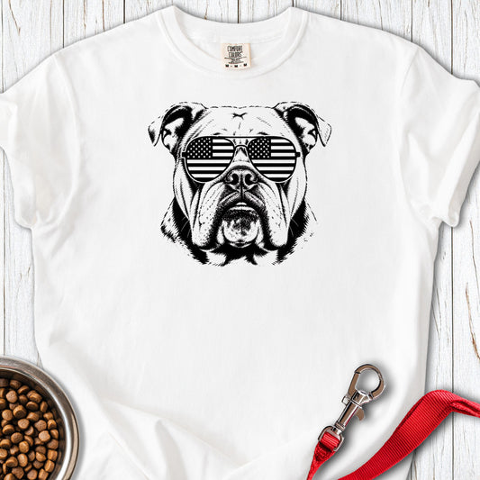 English Bulldog Flag Shades Premium Tee White