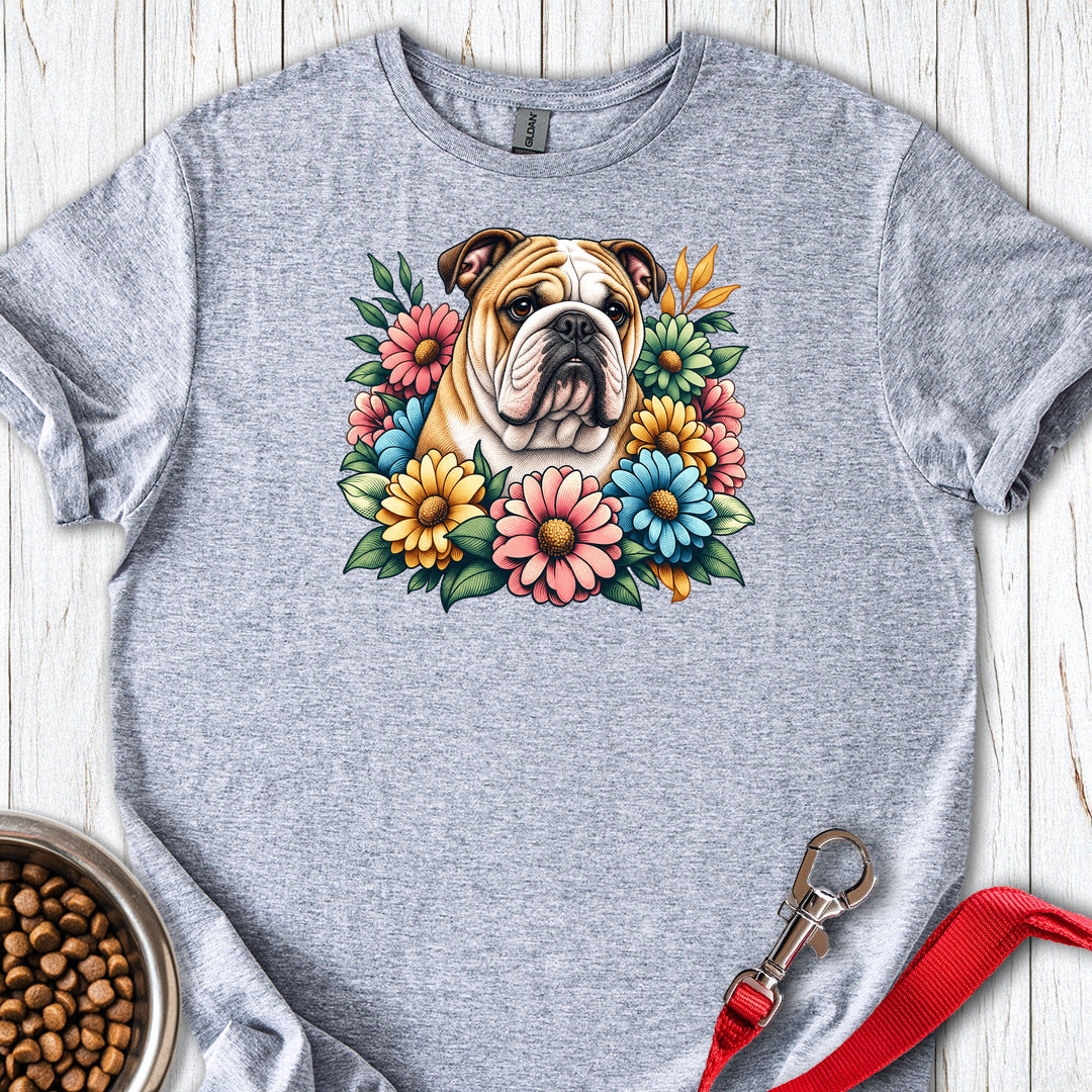 English Bulldog Flower Wreath Sport Grey