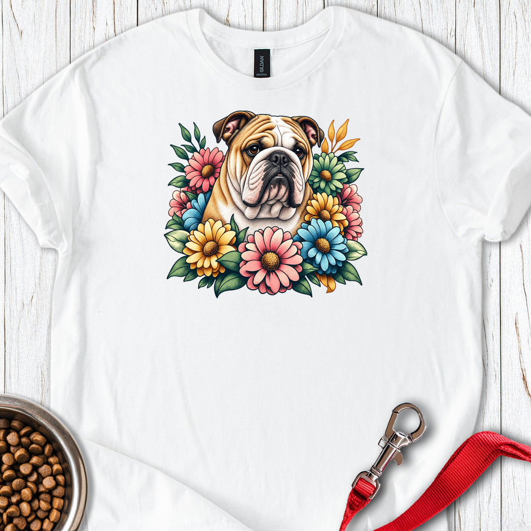 English Bulldog Flower Wreath White