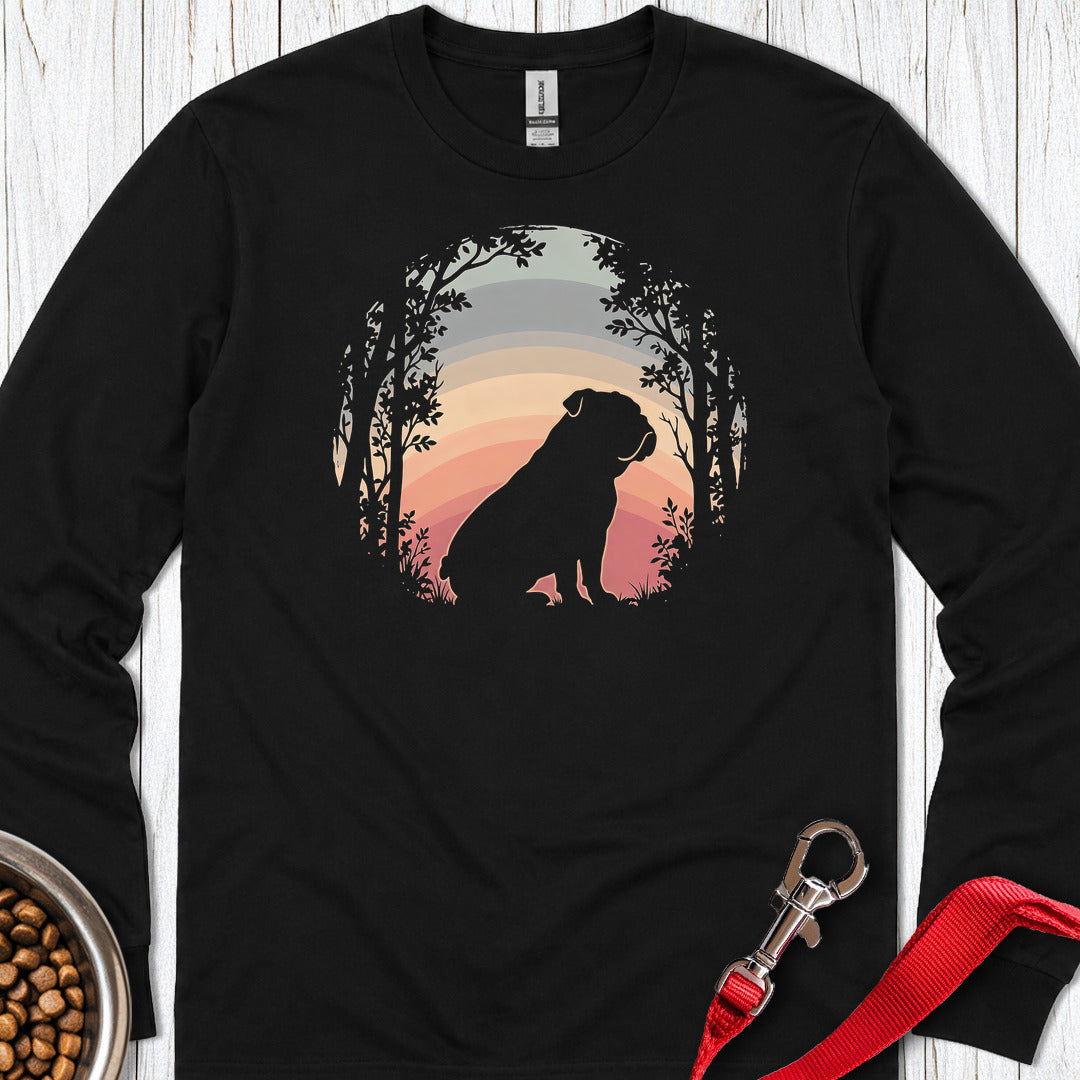 English Bulldog Forest Sunset Long Sleeve Black