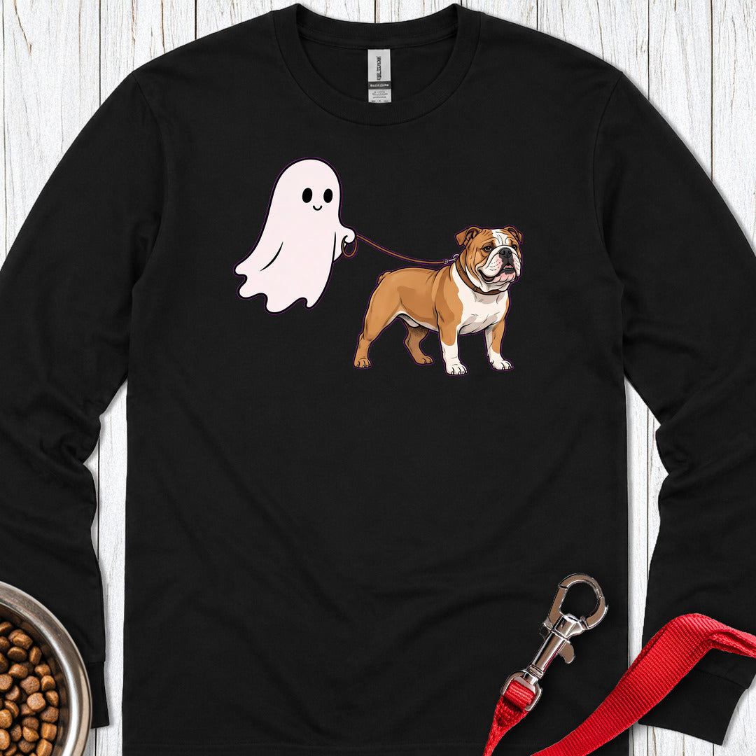 English Bulldog Ghost Walk Long Sleeve Black