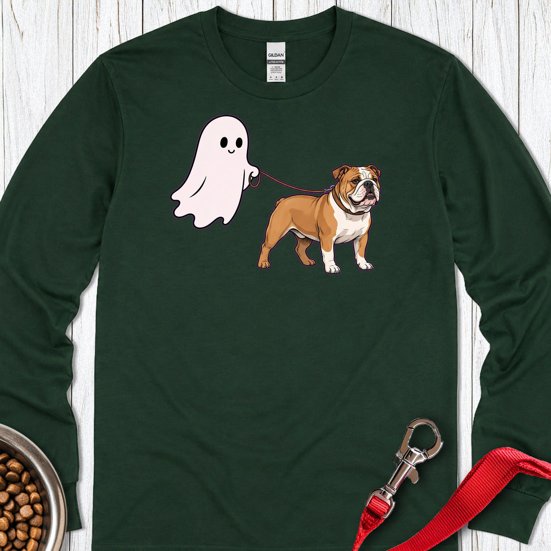 English Bulldog Ghost Walk Long Sleeve Forest Green