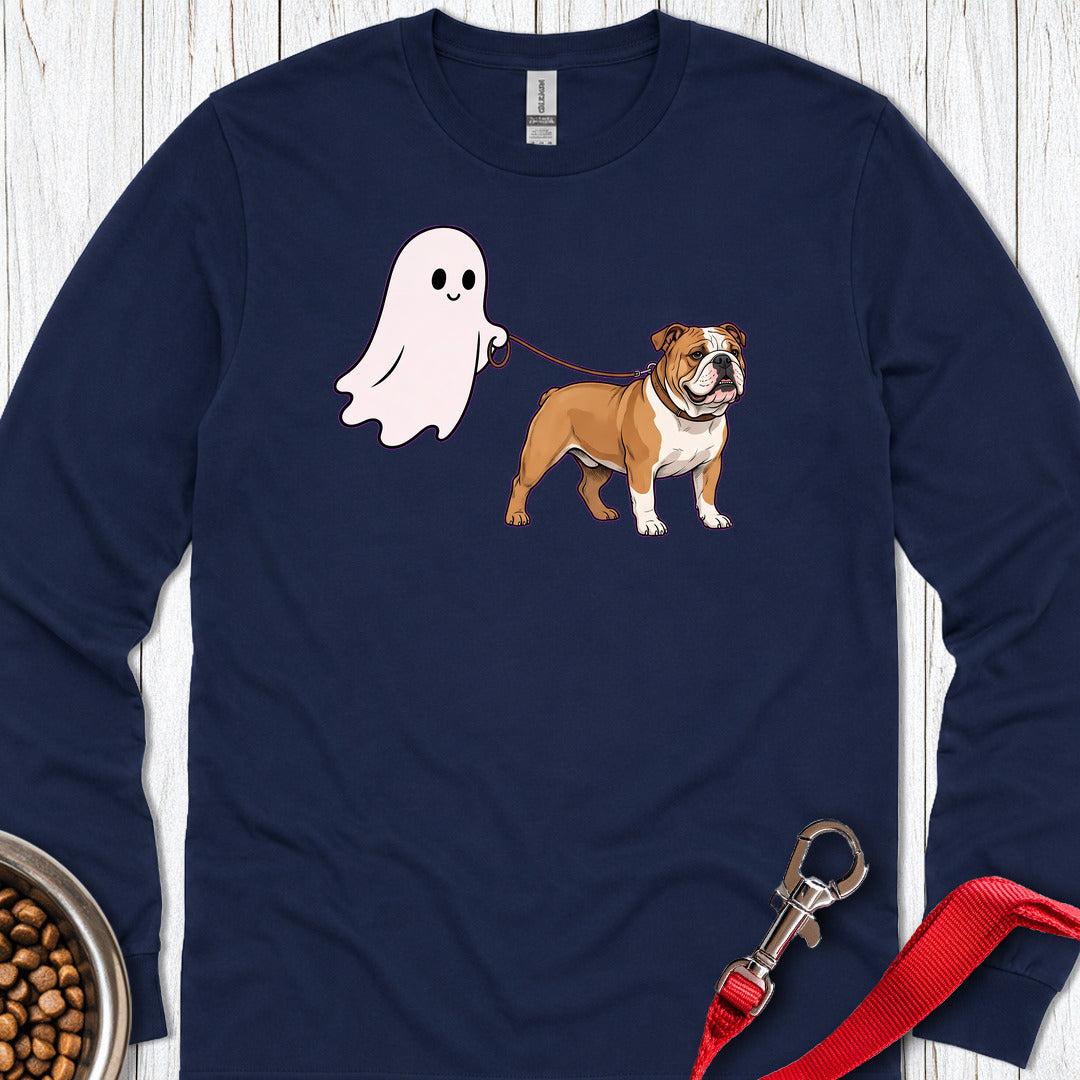 English Bulldog Ghost Walk Long Sleeve Navy