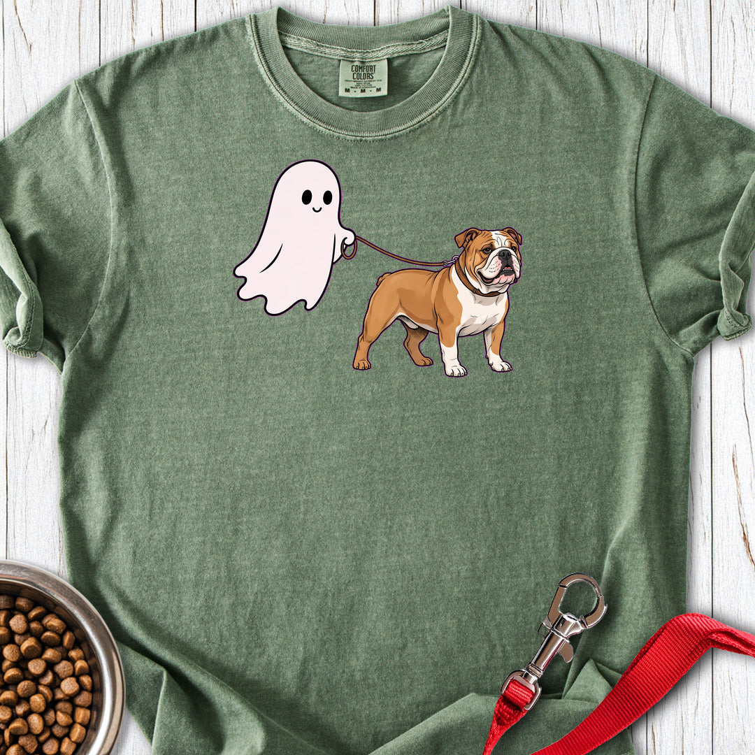 English Bulldog Ghost Walk Premium Tee Moss