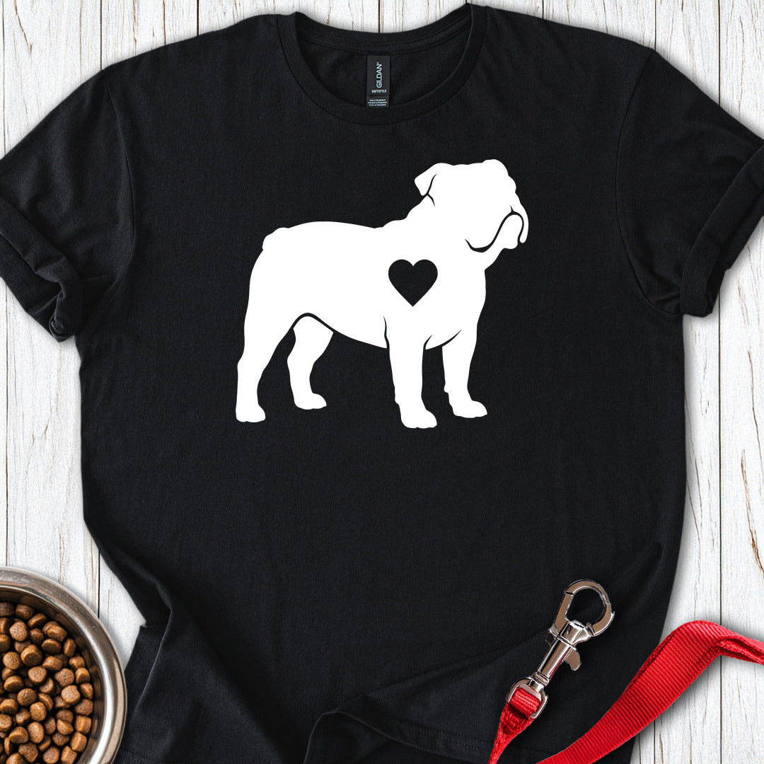English Bulldog Heart Silhouette Black