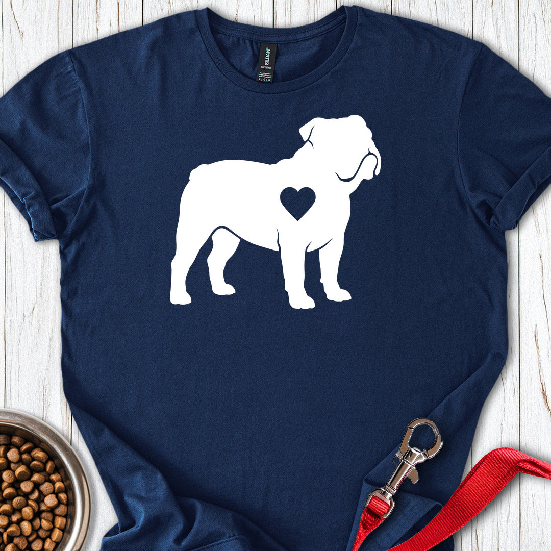 English Bulldog Heart Silhouette Navy