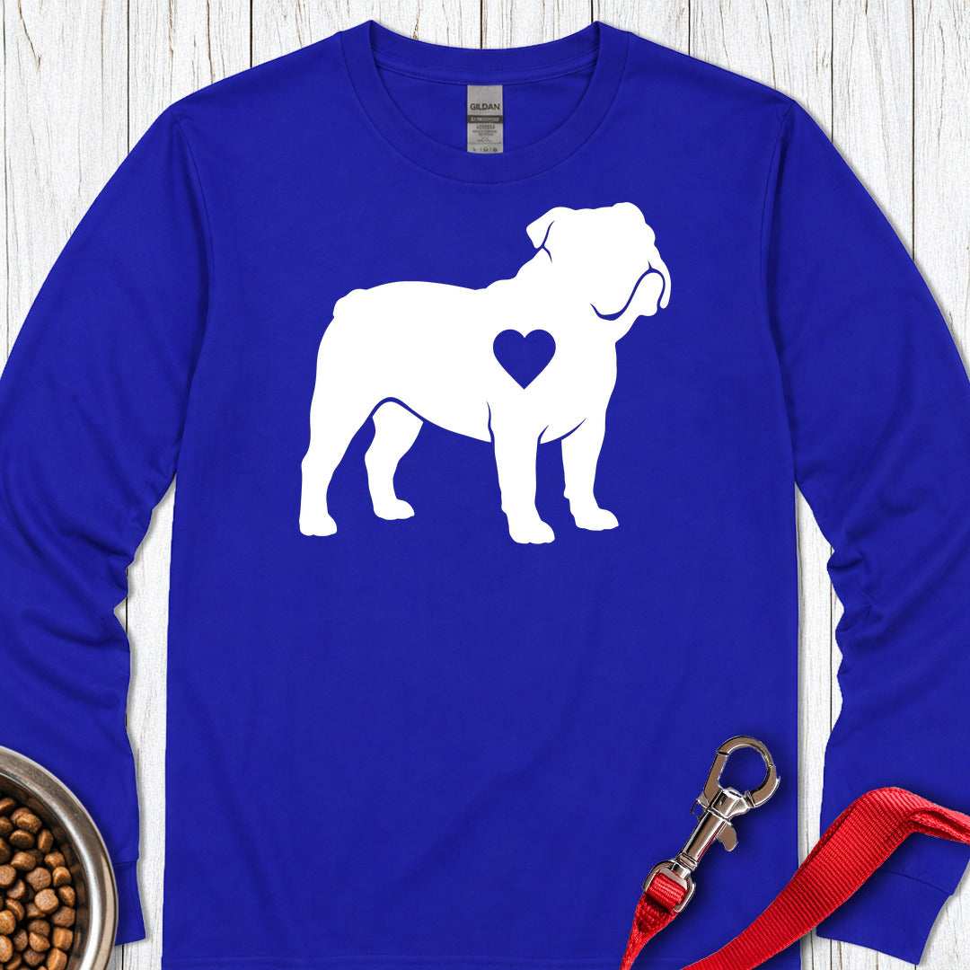 English Bulldog Heart Silhouette Long Sleeve Royal