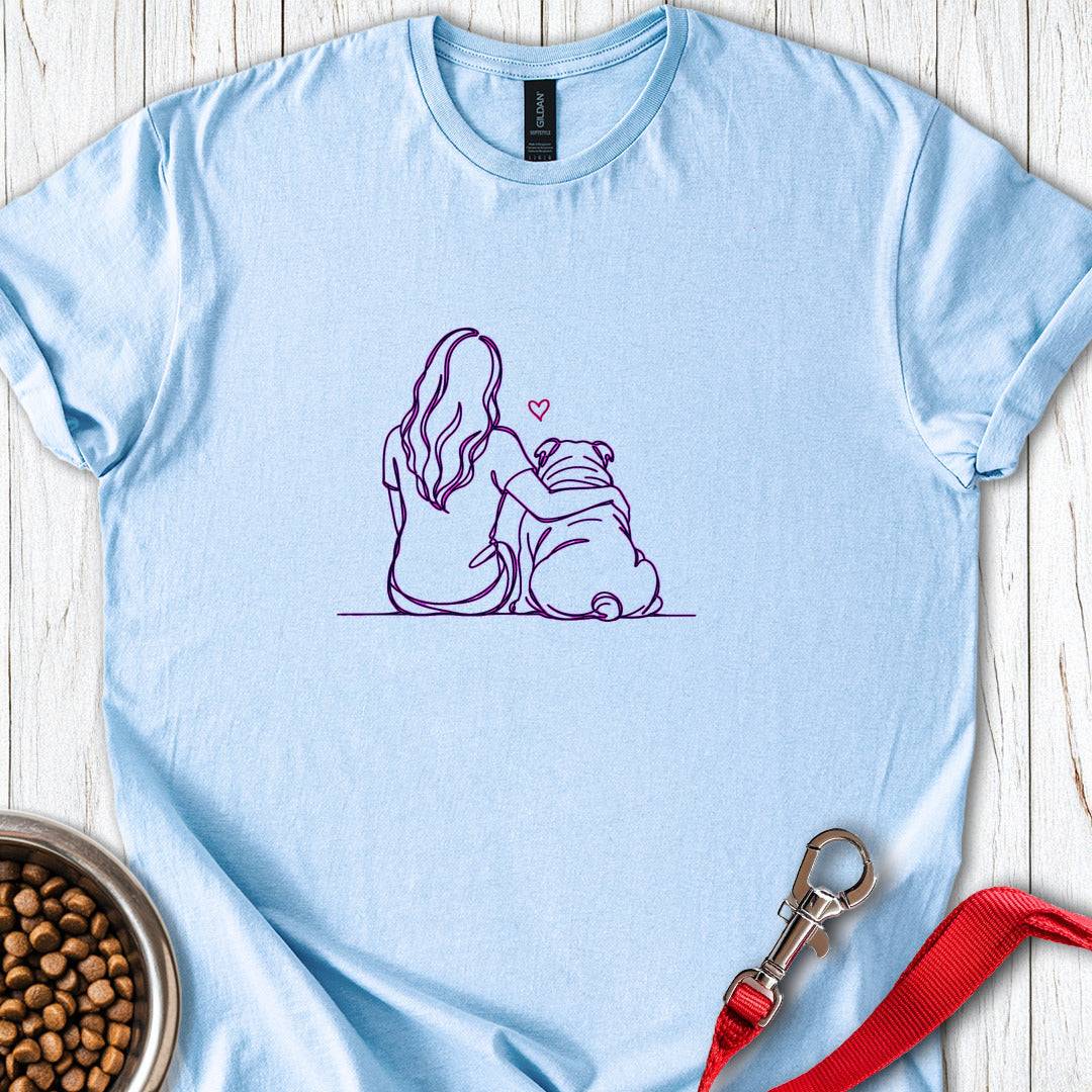 English Bulldog Hug Light Blue