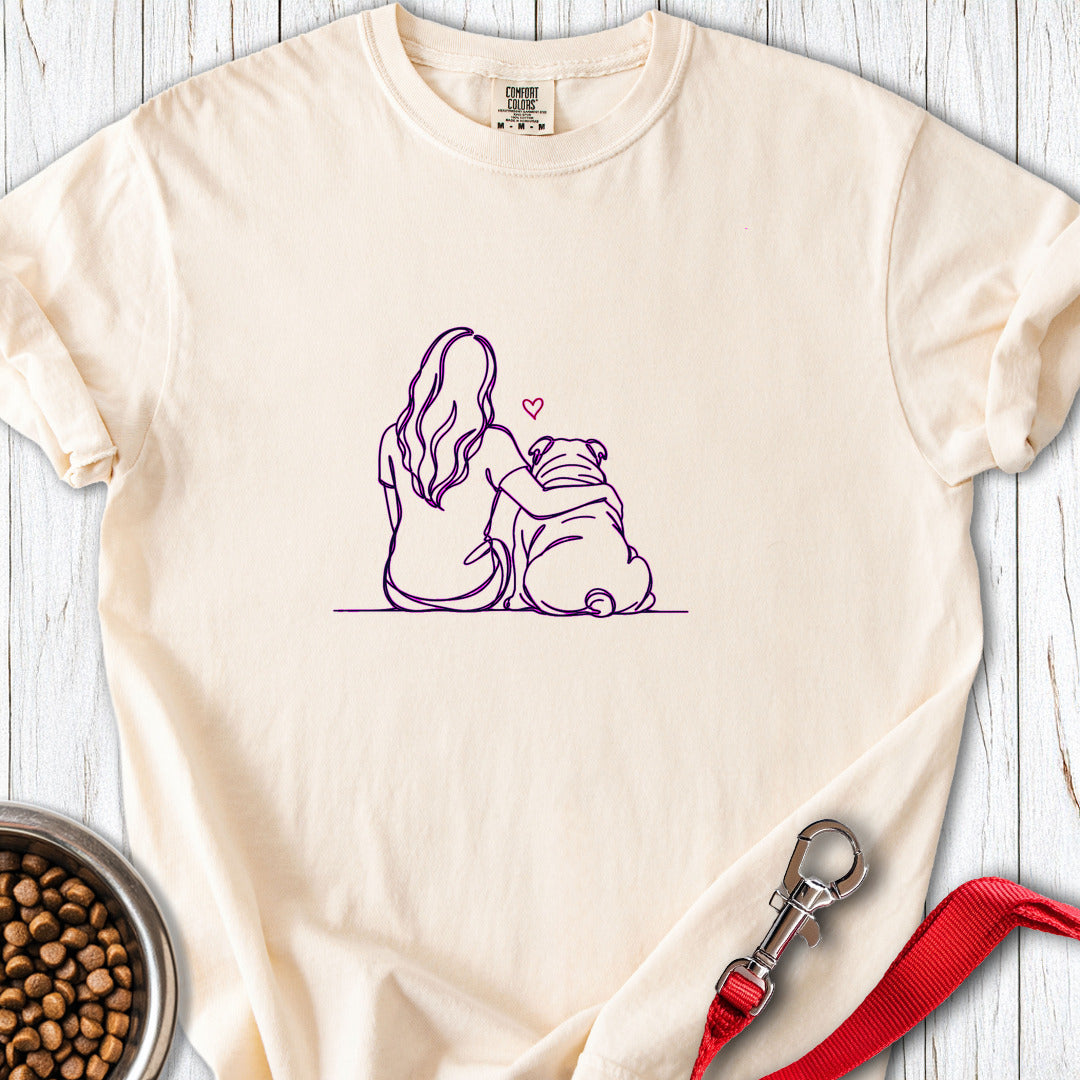 English Bulldog Hug Premium Tee Ivory