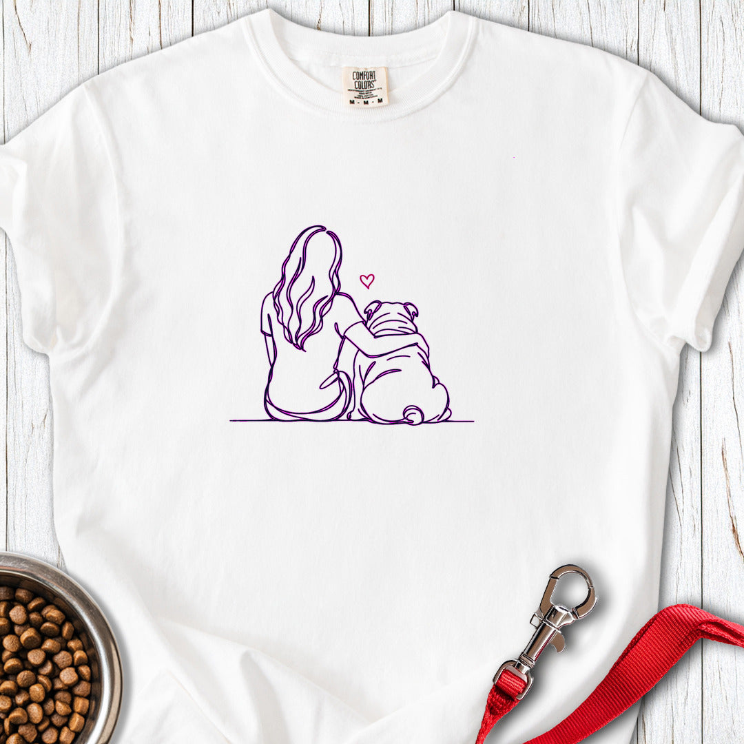 English Bulldog Hug Premium Tee White