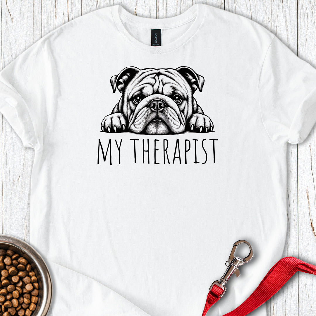 English Bulldog My Therapist White