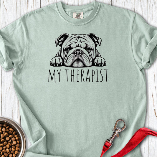 English Bulldog My Therapist Premium Tee Bay