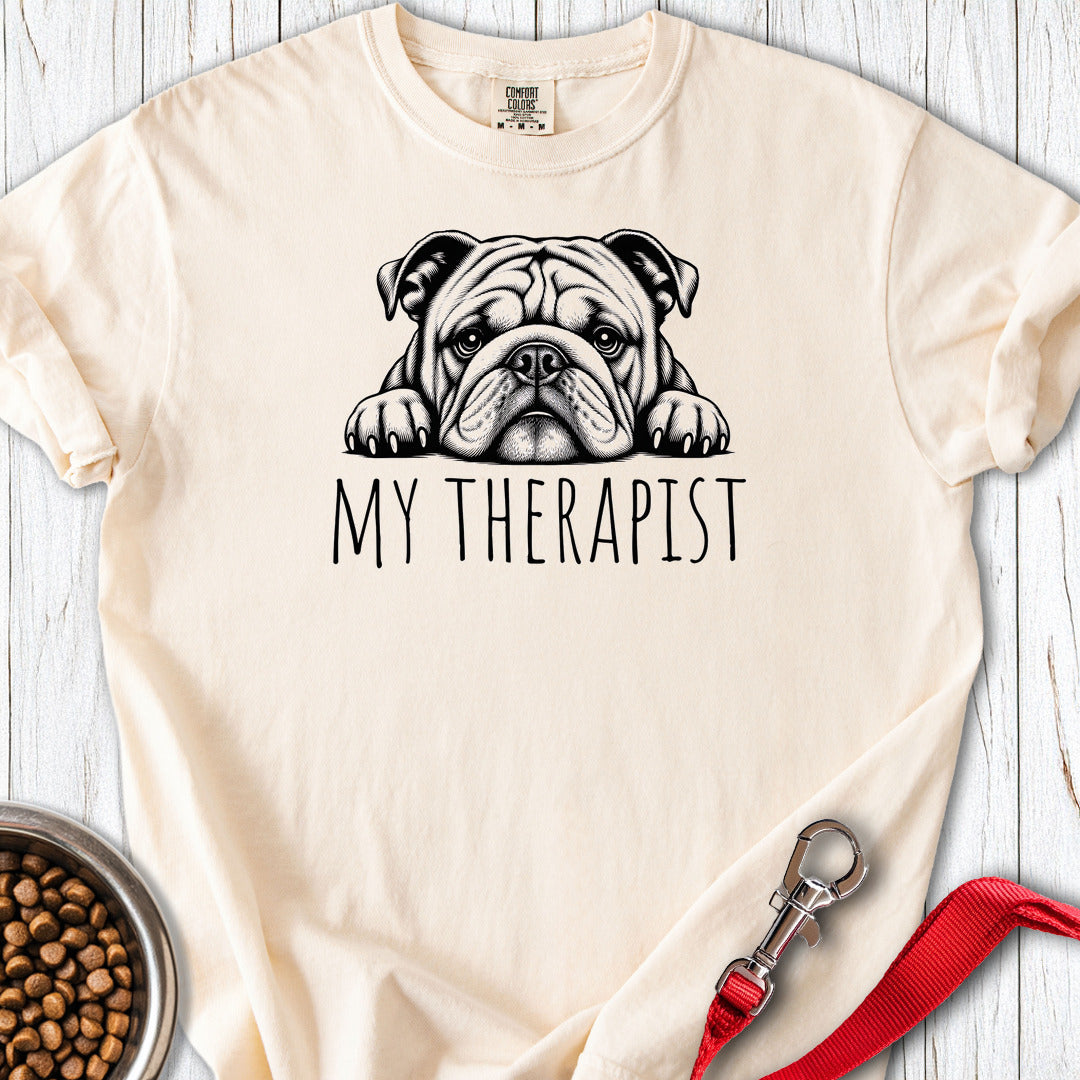 English Bulldog My Therapist Premium Tee Ivory