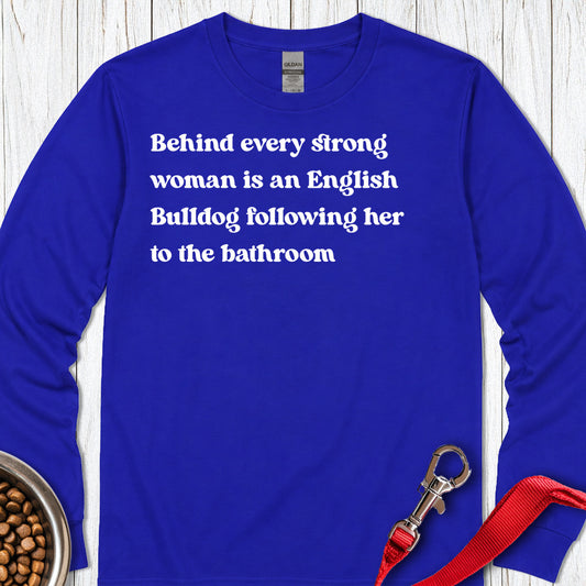 English Bulldog Strong Woman Long Sleeve Royal