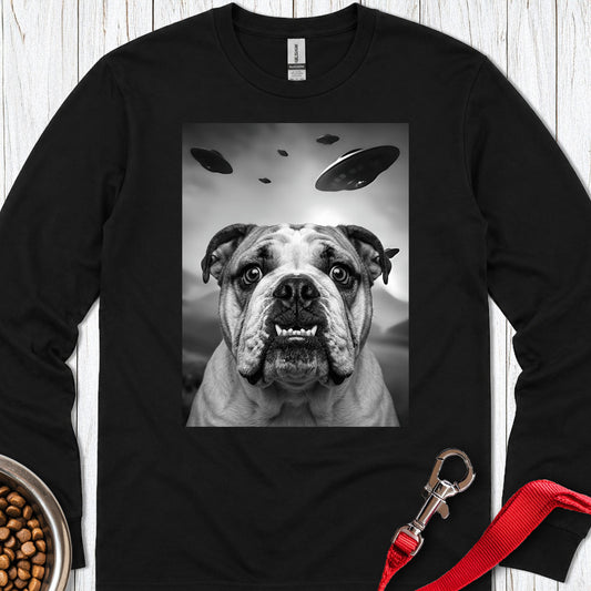 English Bulldog UFO Long Sleeve Black