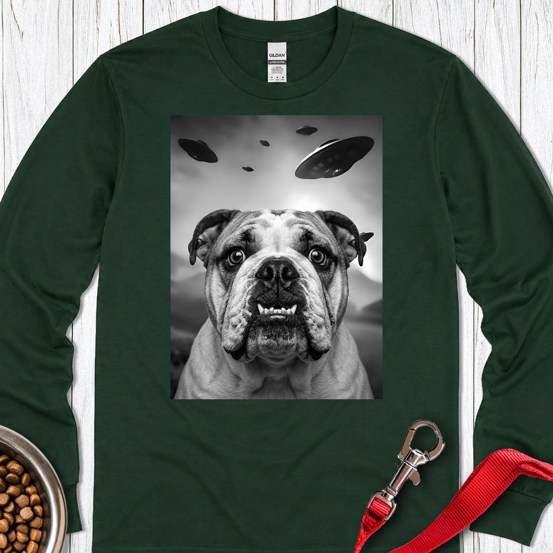 English Bulldog UFO Long Sleeve Forest Green
