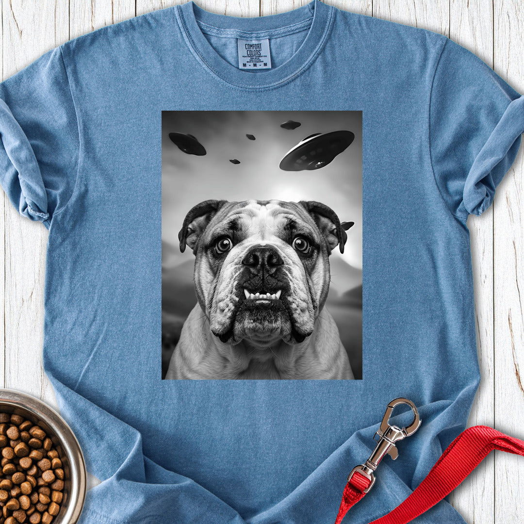 English Bulldog UFO Premium Tee Blue Jean