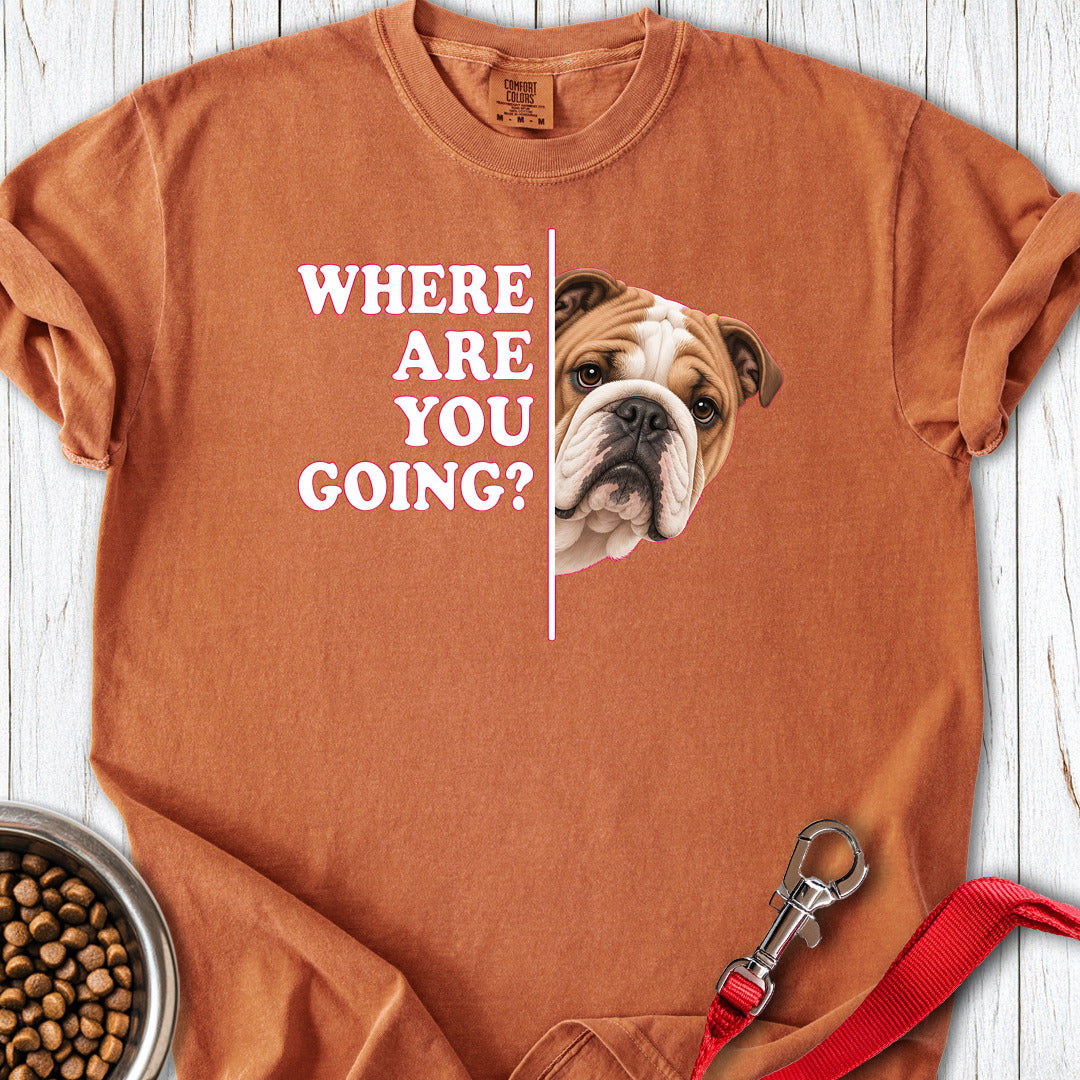 English Bulldog Where Are You Going Premium Tee Yam