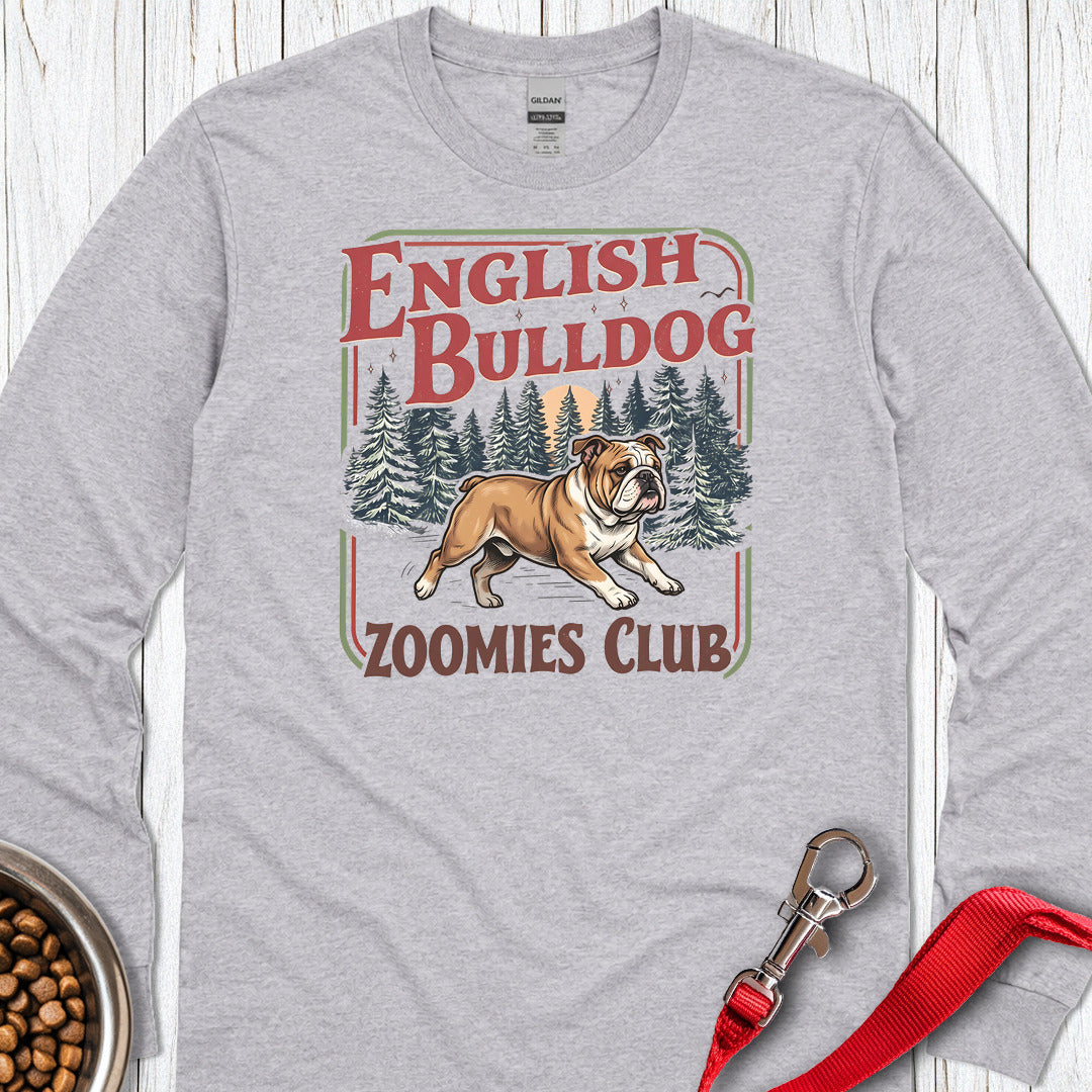 English Bulldog Zoomies Club Long Sleeve Sport Grey