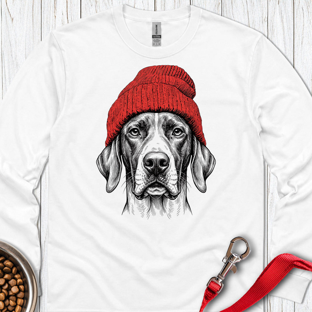 English Pointer Beanie Long Sleeve — White