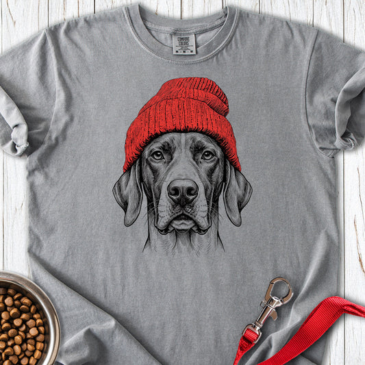 English Pointer Beanie Premium Tee — Grey