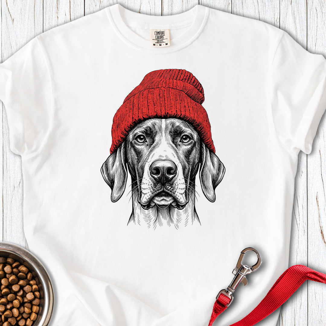 English Pointer Beanie Premium Tee — White