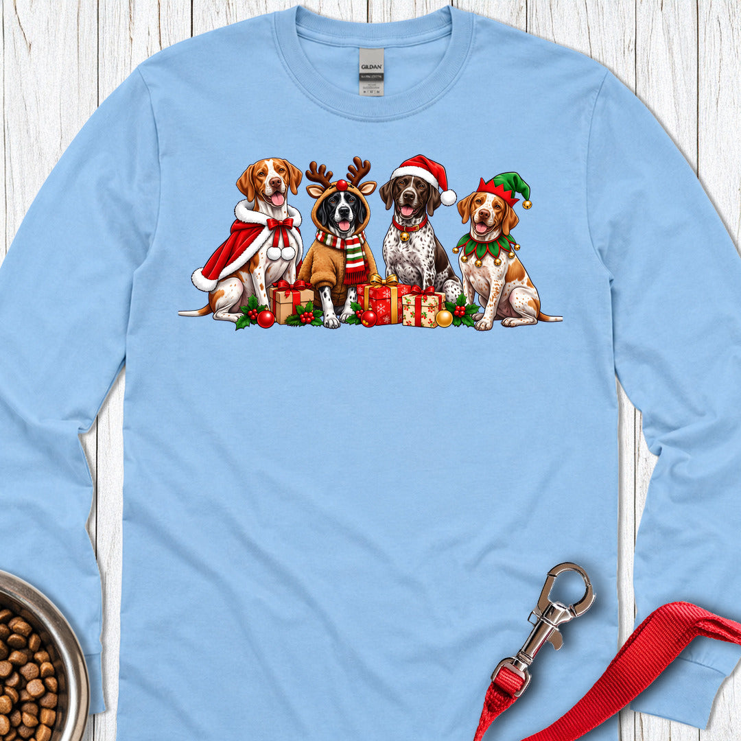 English Pointer Christmas Group Long Sleeve — Carolina Blue