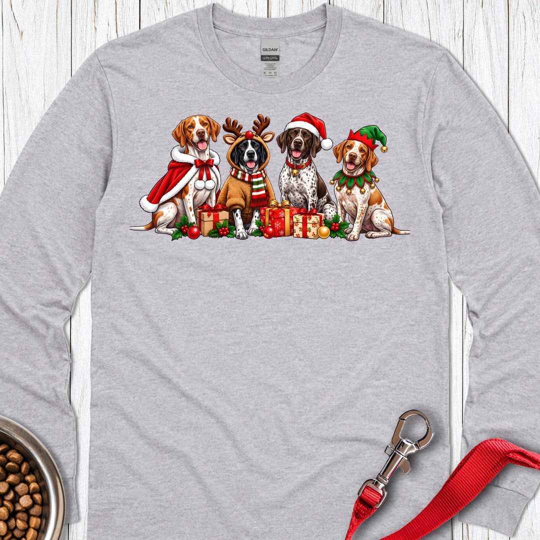 English Pointer Christmas Group Long Sleeve — Sport Grey