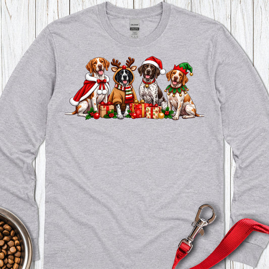 English Pointer Christmas Group Long Sleeve — Sport Grey