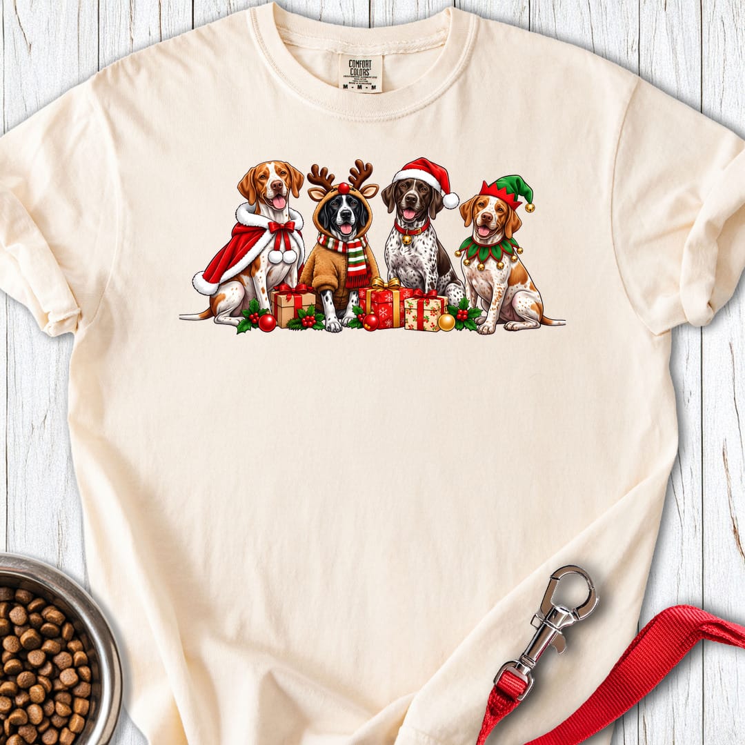 English Pointer Christmas Group Premium Tee Ivory