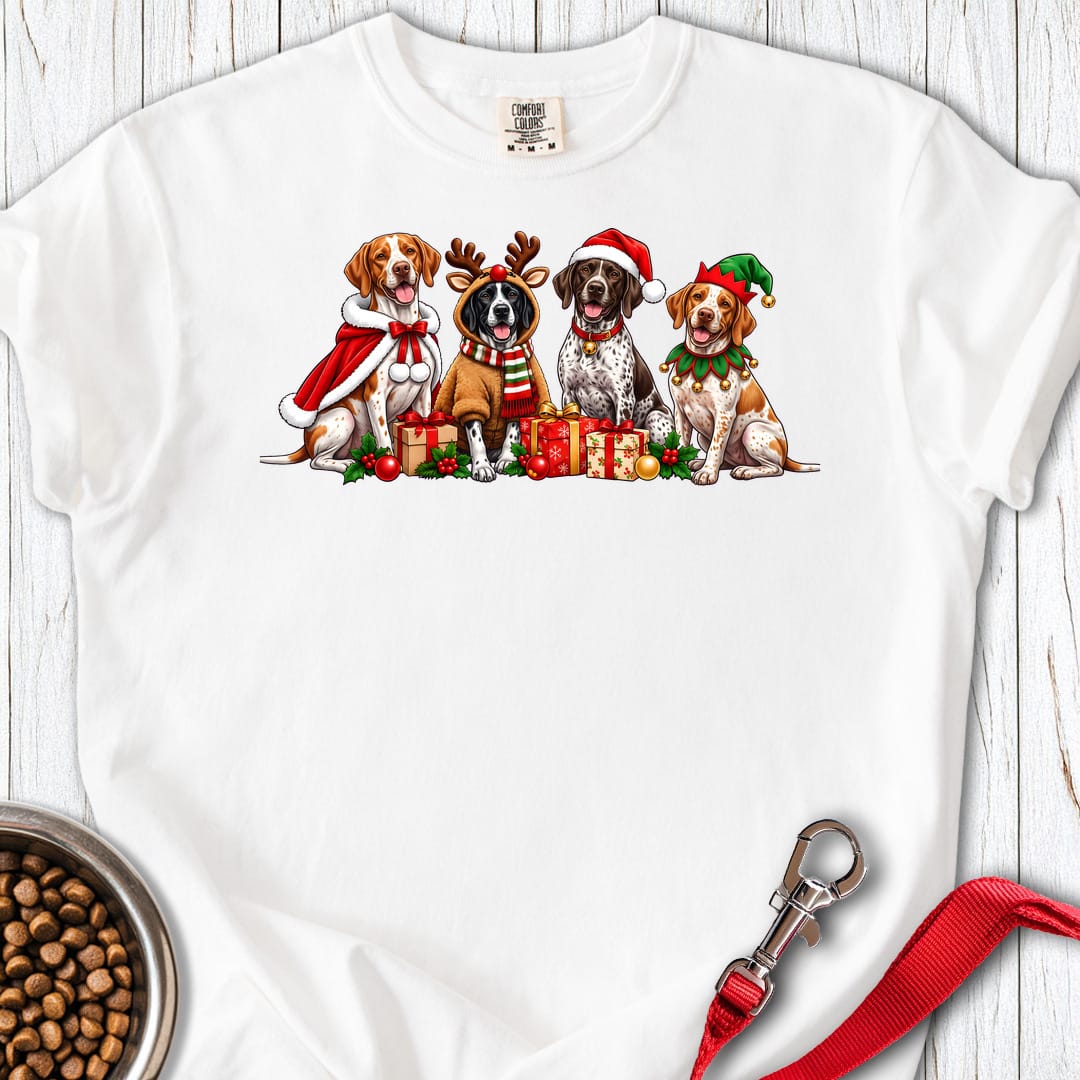 English Pointer Christmas Group Premium Tee White