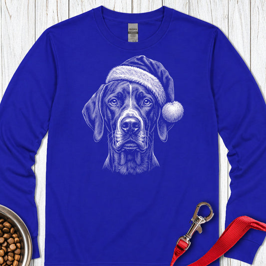English Pointer Christmas Santa Hat Long Sleeve — Royal