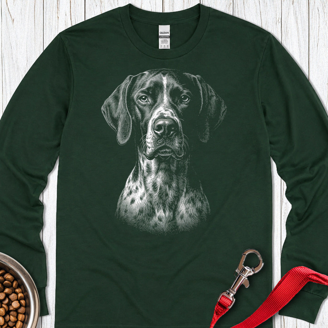 English Pointer Engraved Long Sleeve — Forest Green