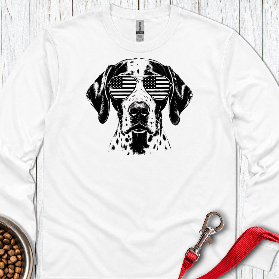 English Pointer Flag Shades Long Sleeve — White