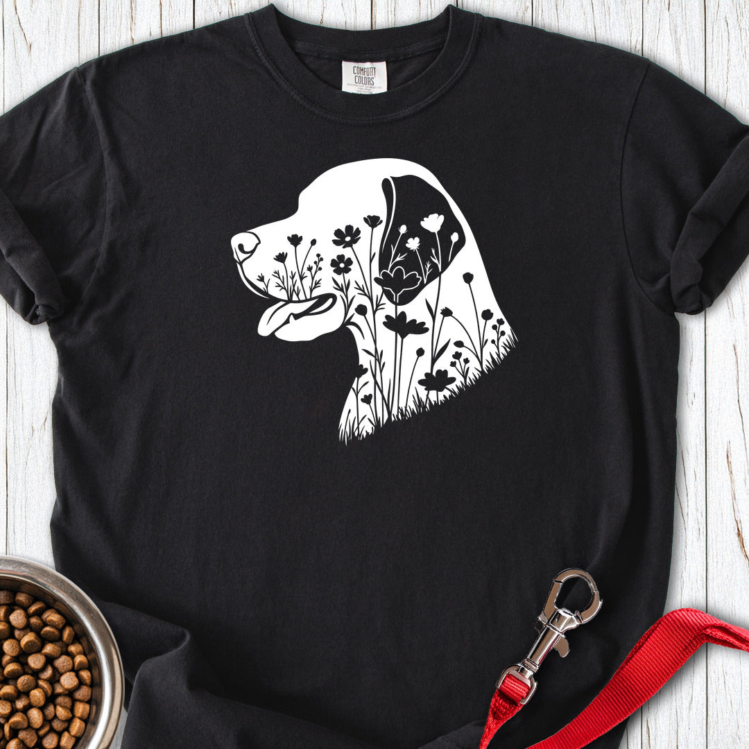 English Pointer Flowers Premium Tee — Black