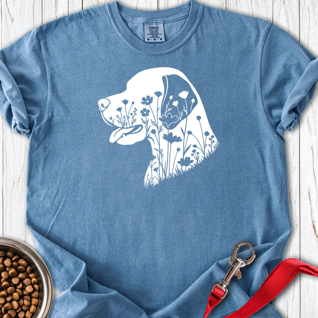 English Pointer Flowers Premium Tee — Blue Jean