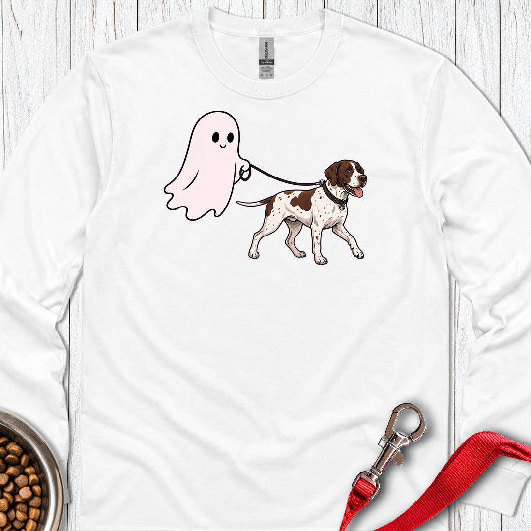 English Pointer Ghost Walk Long Sleeve — White