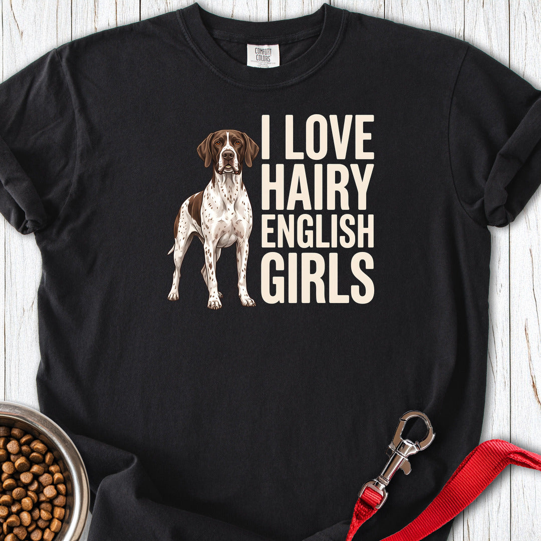English Pointer Hairy Girls Premium Tee — Black