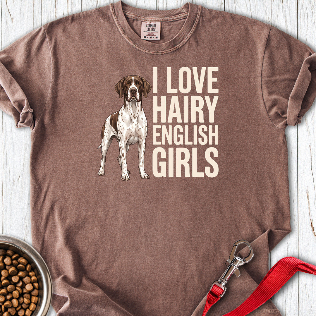 English Pointer Hairy Girls Premium Tee — Espresso
