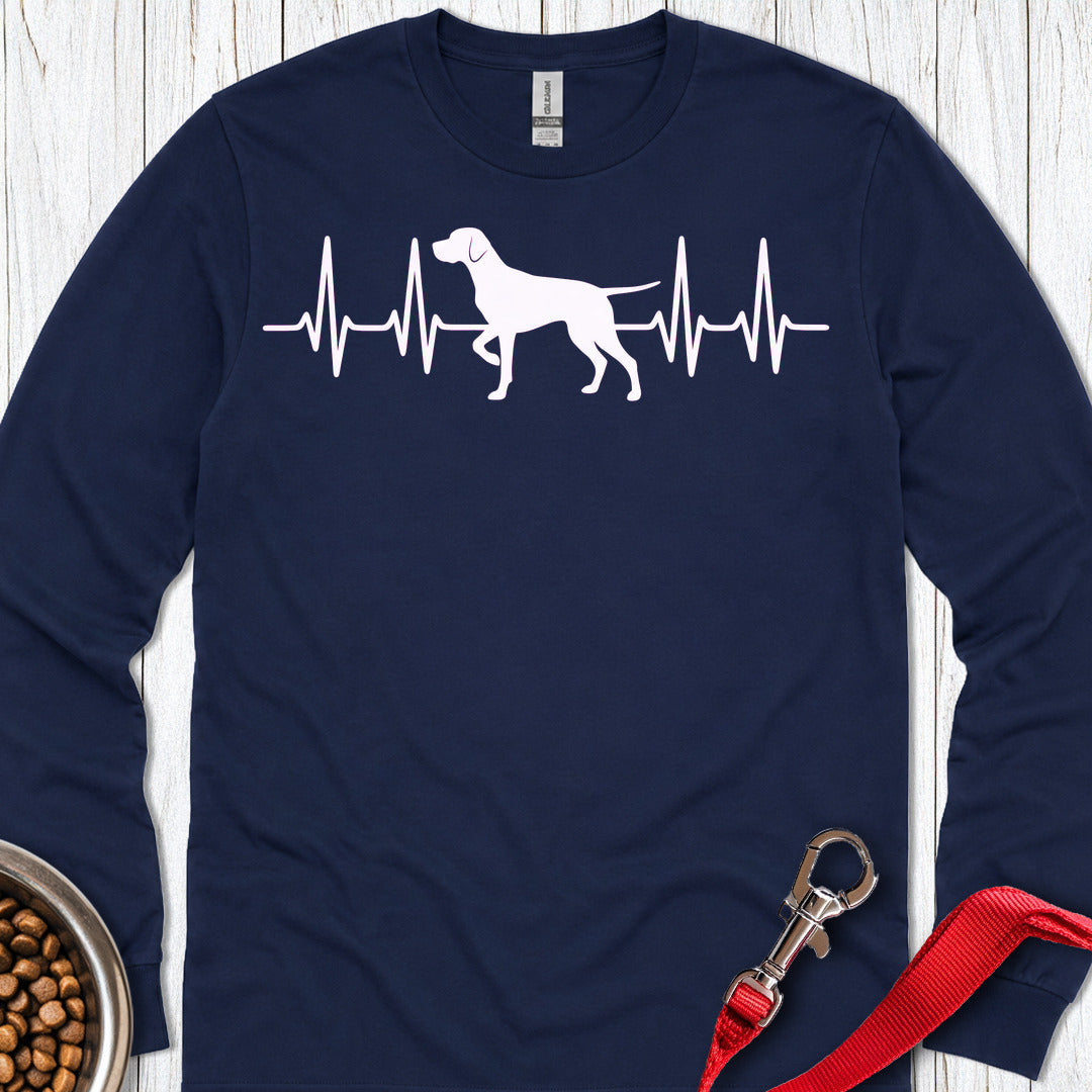 English Pointer Heartbeat Long Sleeve — Navy